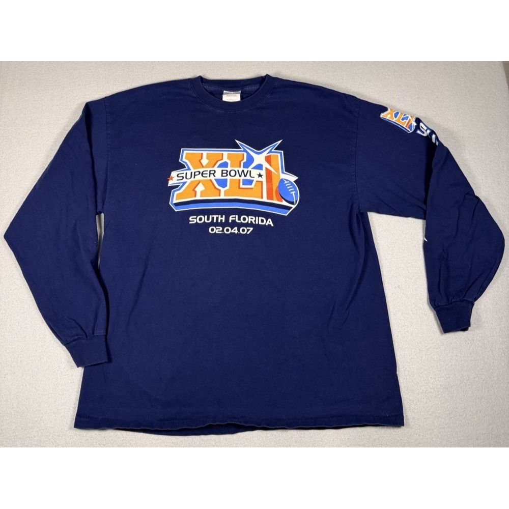VTG 2007 Super Bowl XLI South Florida Mens XL Long Sleeve Graphic Tee Shirt NFL
